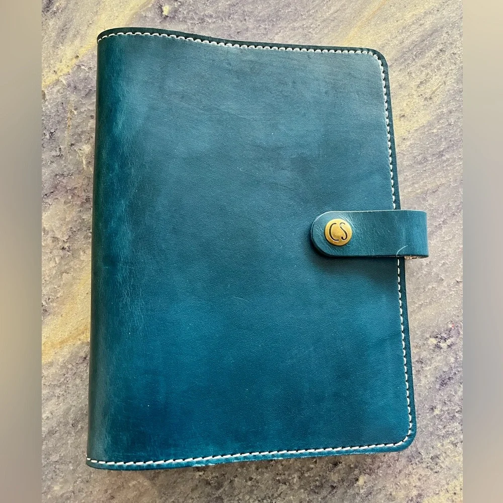 New Chic Sparrow A5 Number 10 Travelers Notebook Folio Leather Patina Blue TN